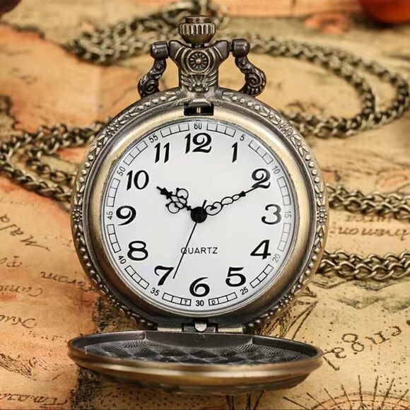 Alice in wonderland Quartz pocket watch. With Cheshire cat on the back. - Picture 6 of 6